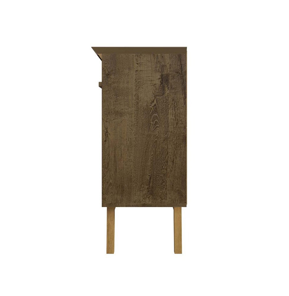 Manhattan Comfort - Yonkers Sideboard / Buffet Stand with 4 Fixed Shelf Shelves in Rustic Brown - 232BMC9 veiw 4