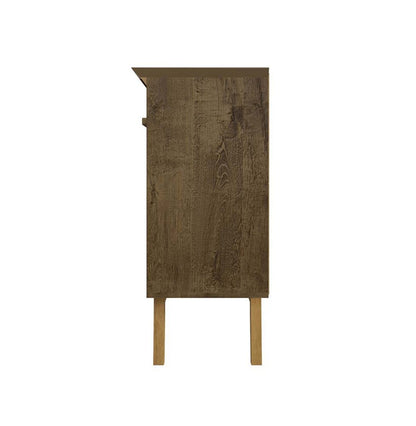 Manhattan Comfort - Yonkers Sideboard / Buffet Stand with 4 Fixed Shelf Shelves in Rustic Brown - 232BMC9 veiw 4