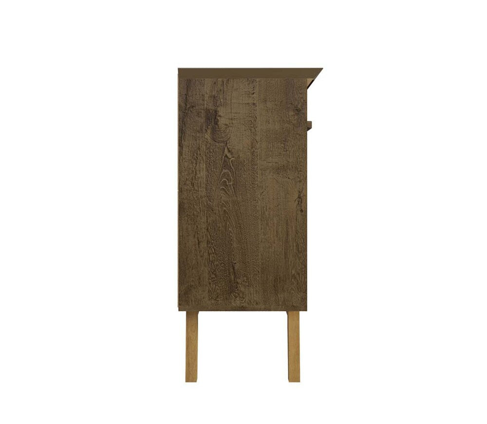 Manhattan Comfort - Yonkers Sideboard / Buffet Stand with 4 Fixed Shelf Shelves in Rustic Brown - 232BMC9 veiw 5