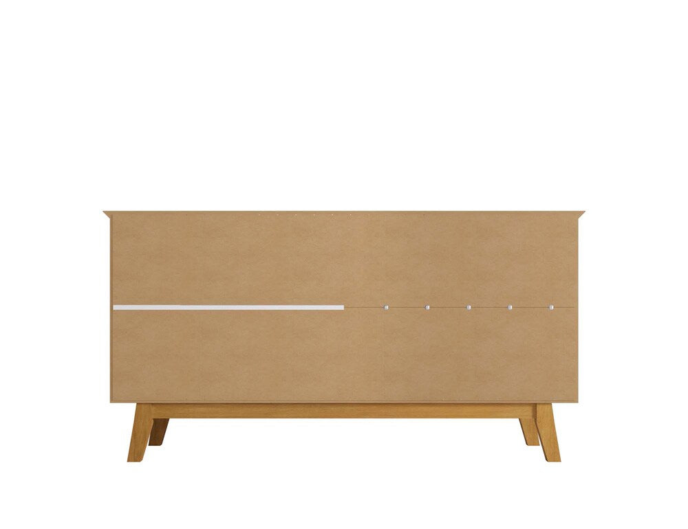 Manhattan Comfort - Yonkers Sideboard / Buffet Stand with 4 Fixed Shelf Shelves in Rustic Brown - 232BMC9 veiw 7