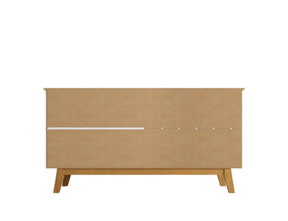 Manhattan Comfort - Yonkers Sideboard / Buffet Stand with 4 Fixed Shelf Shelves in Rustic Brown - 232BMC9 veiw 7