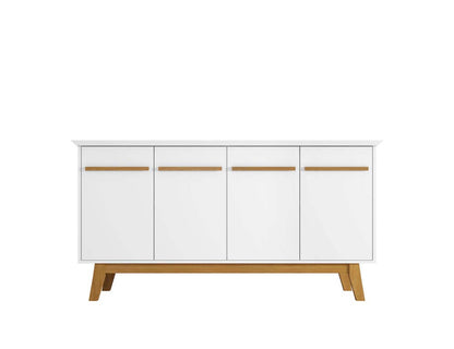 Manhattan Comfort - Yonkers Sideboard / Buffet Stand with 4 Fixed Shelf Shelves in White - 232BMC6 veiw 1