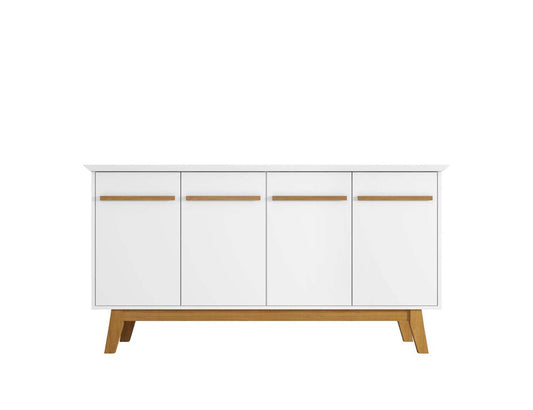 Manhattan Comfort - Yonkers Sideboard / Buffet Stand with 4 Fixed Shelf Shelves in White - 232BMC6 veiw 1