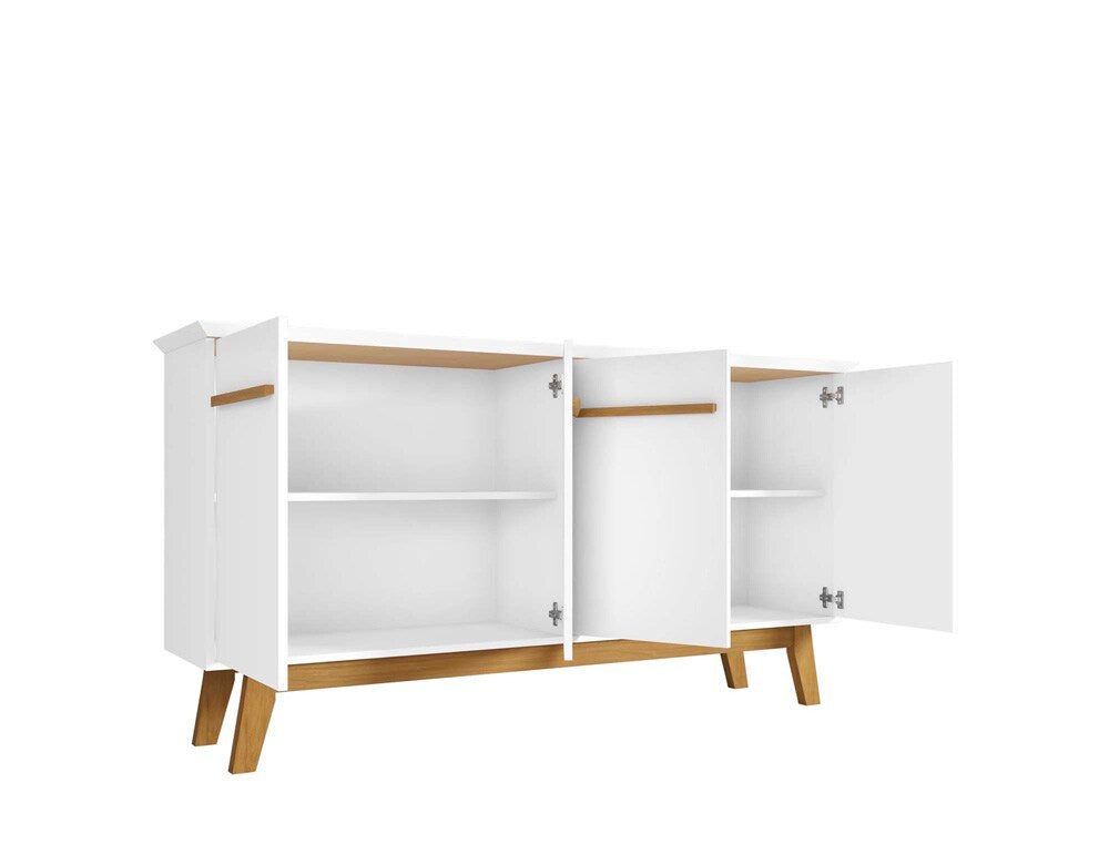 Manhattan Comfort - Yonkers Sideboard / Buffet Stand with 4 Fixed Shelf Shelves in White - 232BMC6 veiw 3