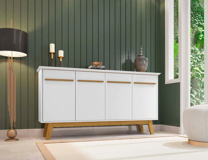 Manhattan Comfort - Yonkers Sideboard / Buffet Stand with 4 Fixed Shelf Shelves in White - 232BMC6 veiw 8