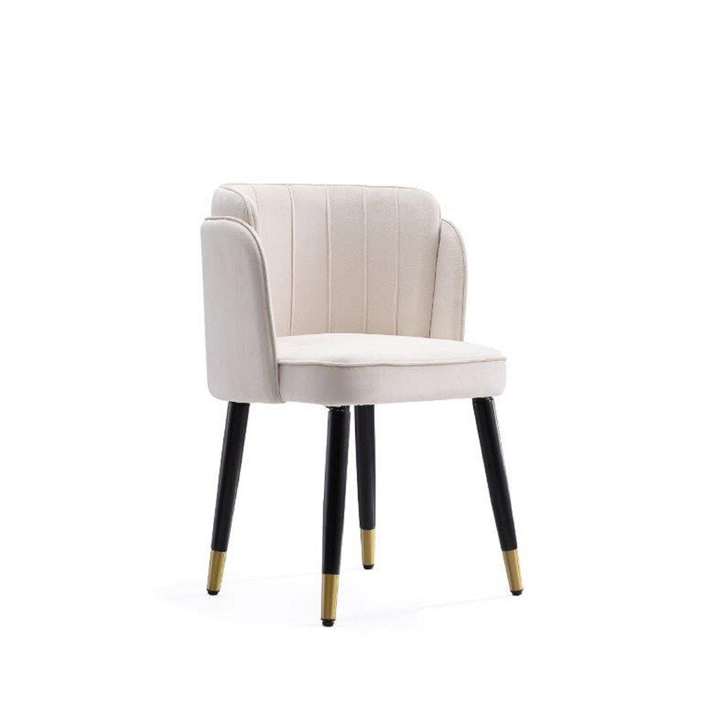 Manhattan Comfort - Zephyr Velvet Dining Chair with Wood Legs in Cream - DC043-CR veiw 1