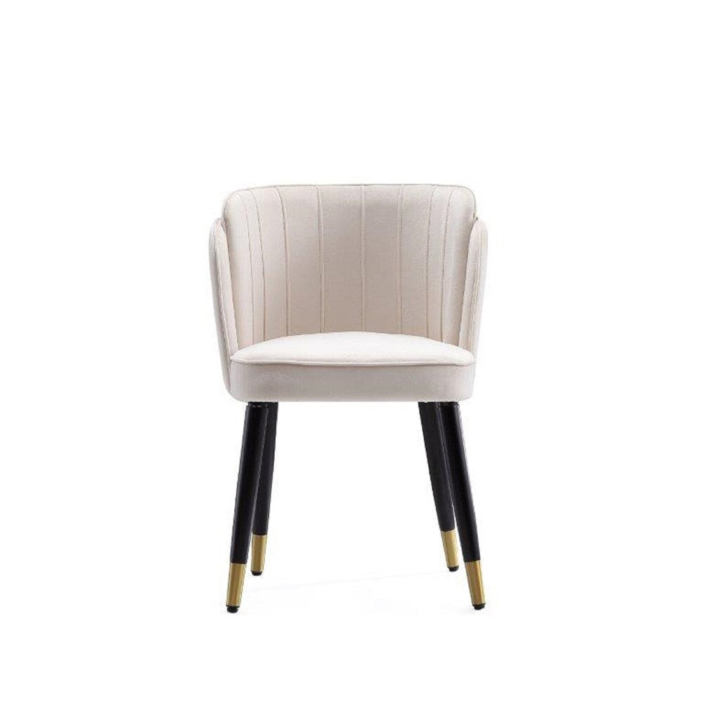Manhattan Comfort - Zephyr Velvet Dining Chair with Wood Legs in Cream - DC043-CR veiw 2