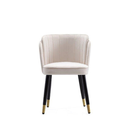 Manhattan Comfort - Zephyr Velvet Dining Chair with Wood Legs in Cream - DC043-CR veiw 2