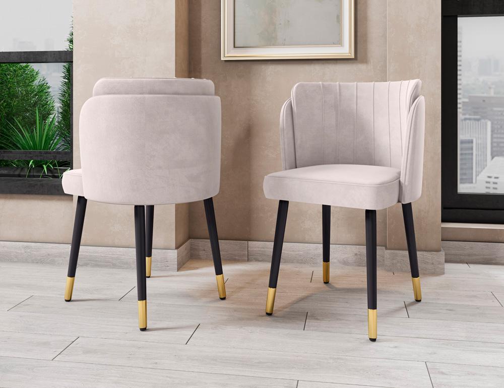 Manhattan Comfort - Zephyr Velvet Dining Chair with Wood Legs in Cream - DC043-CR veiw 6