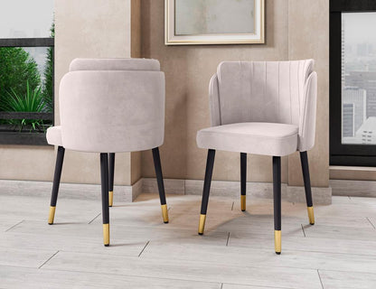 Manhattan Comfort - Zephyr Velvet Dining Chair with Wood Legs in Cream - DC043-CR veiw 6