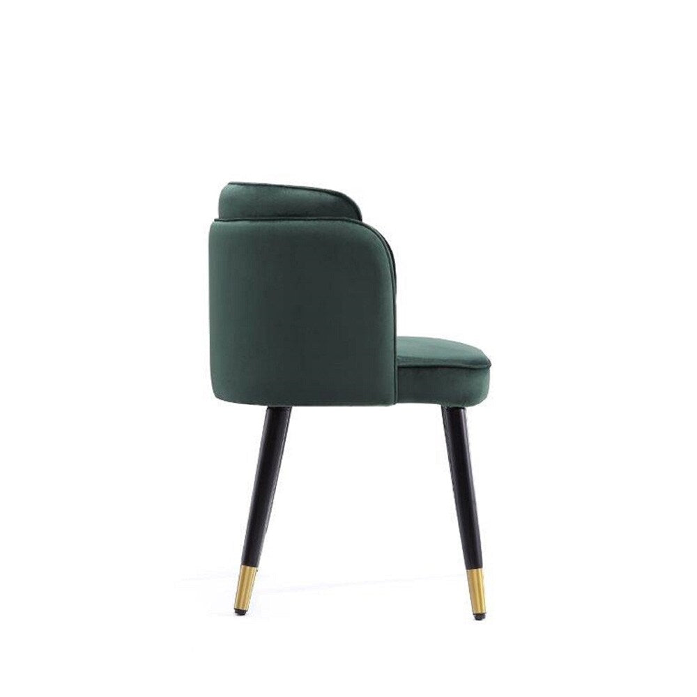 Manhattan Comfort - Zephyr Velvet Dining Chair with Wood Legs in Hunter Green - DC043-GR veiw 4