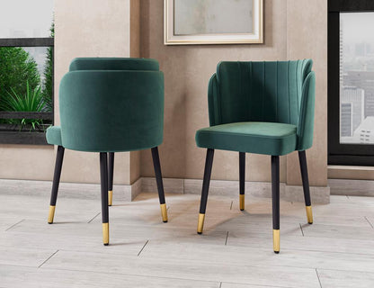 Manhattan Comfort - Zephyr Velvet Dining Chair with Wood Legs in Hunter Green - DC043-GR veiw 6