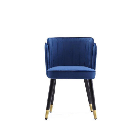 Manhattan Comfort - Zephyr Velvet Dining Chair with Wood Legs in Royal Blue - DC043-BL veiw 2