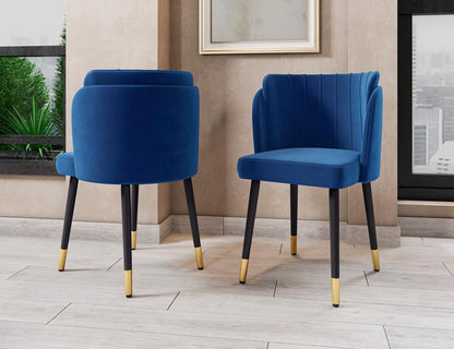 Manhattan Comfort - Zephyr Velvet Dining Chair with Wood Legs in Royal Blue - DC043-BL veiw 6