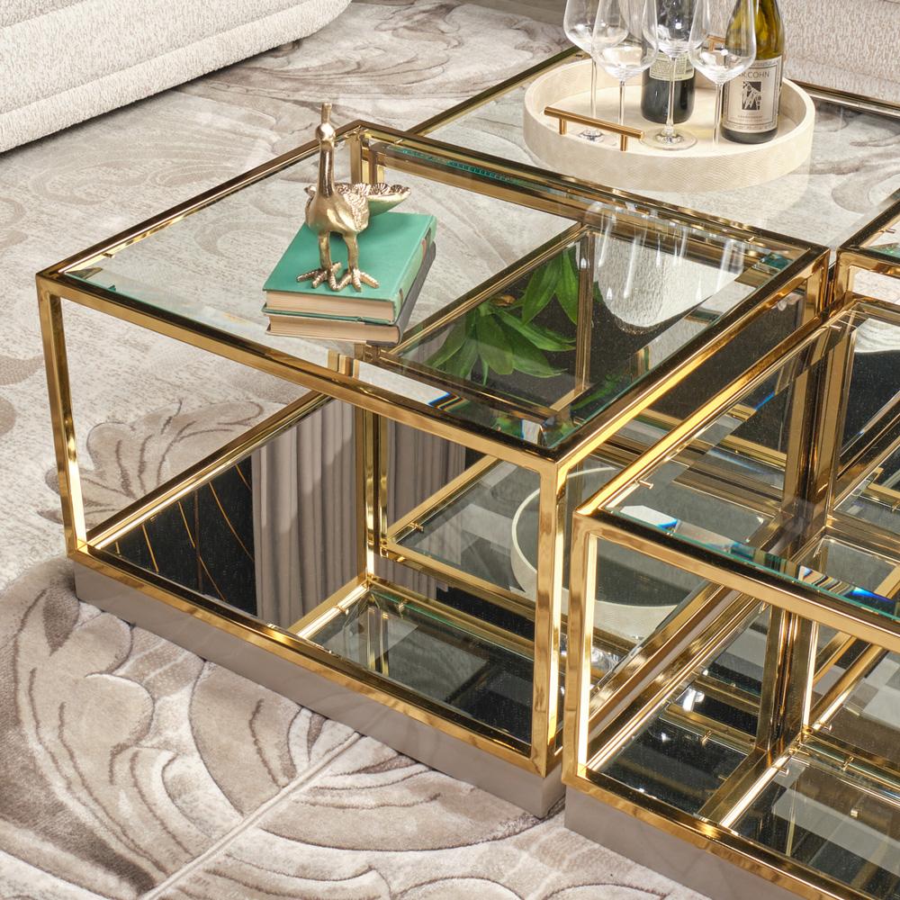AICO by Michael Amini - Savannah Breeze Tall Cocktail Table - Set of 2 - Bright Gold - LFR-SBRZ201-806 veiw 3