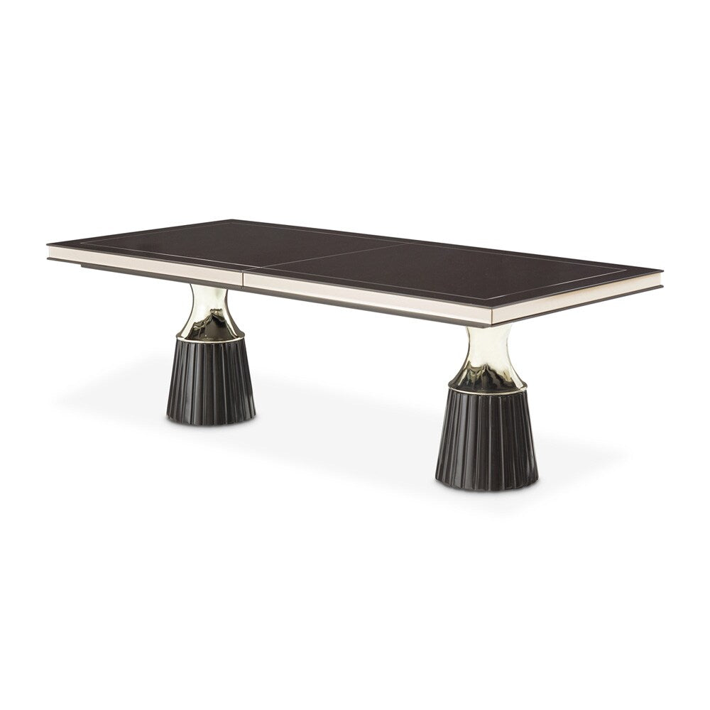 AICO by Michael Amini - Carmela Double Pedestal Dining Table - Glossy Charcoal Sand - LFR-CRMA002-830 veiw 1