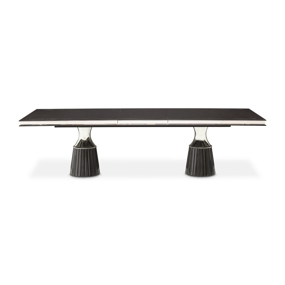AICO by Michael Amini - Carmela Double Pedestal Dining Table - Glossy Charcoal Sand - LFR-CRMA002-830 veiw 2
