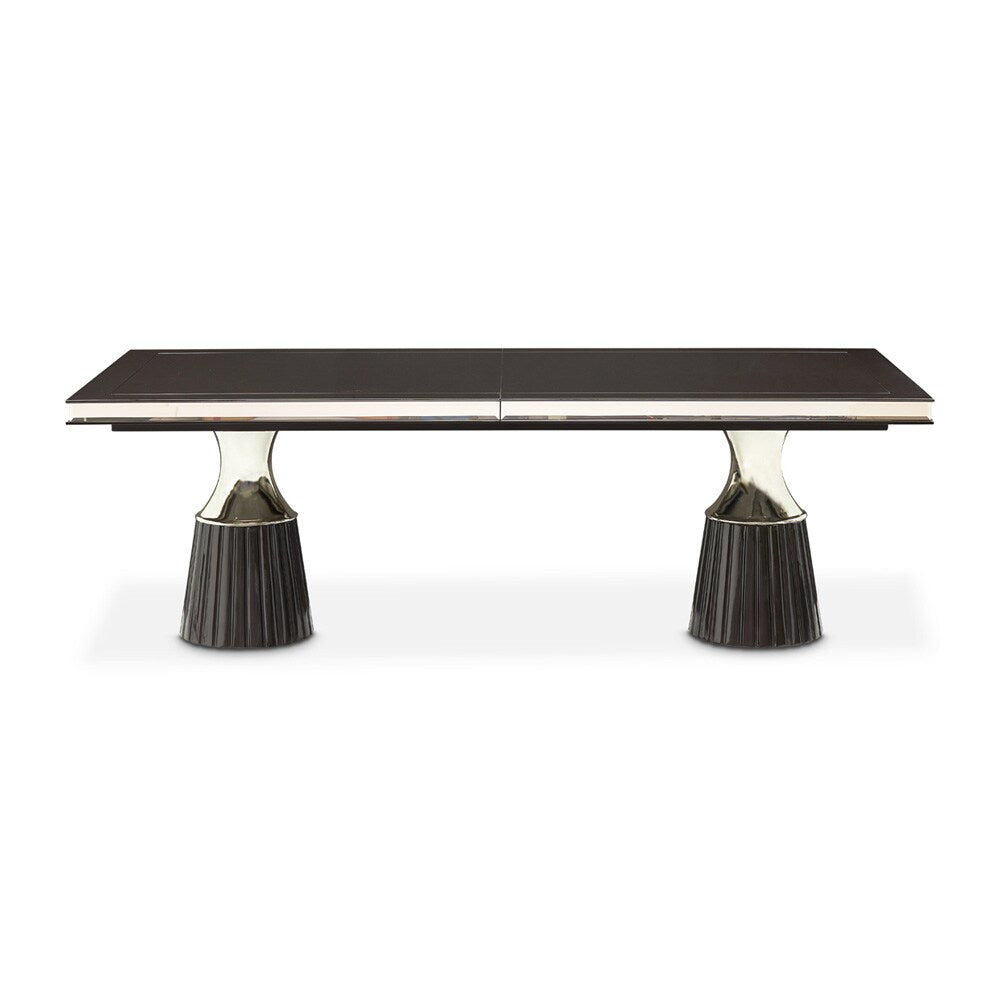 AICO by Michael Amini - Carmela Double Pedestal Dining Table - Glossy Charcoal Sand - LFR-CRMA002-830 veiw 3