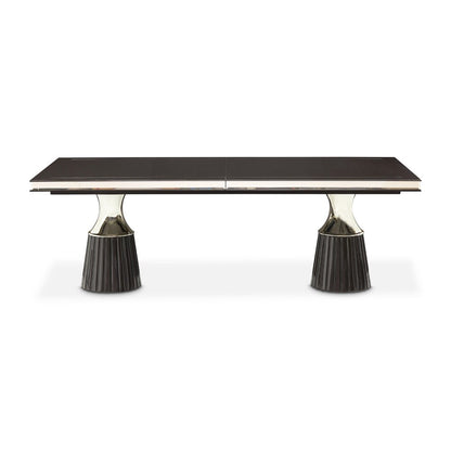AICO by Michael Amini - Carmela Double Pedestal Dining Table - Glossy Charcoal Sand - LFR-CRMA002-830 veiw 3