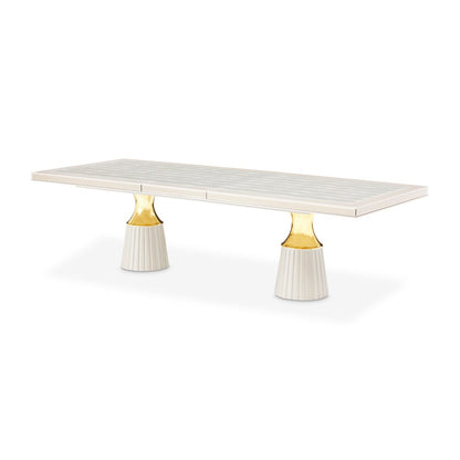 AICO by Michael Amini - Carmela Double Pedestal Dining Table - Shimmer Ivory - LFR-CRMA002-141 veiw 1