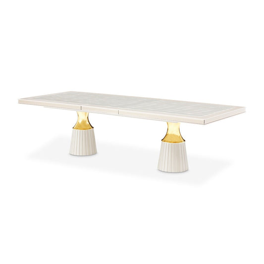AICO by Michael Amini - Carmela Double Pedestal Dining Table - Shimmer Ivory - LFR-CRMA002-141 veiw 1