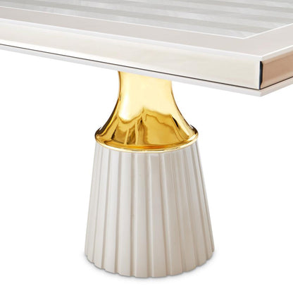 AICO by Michael Amini - Carmela Double Pedestal Dining Table - Shimmer Ivory - LFR-CRMA002-141 veiw 3