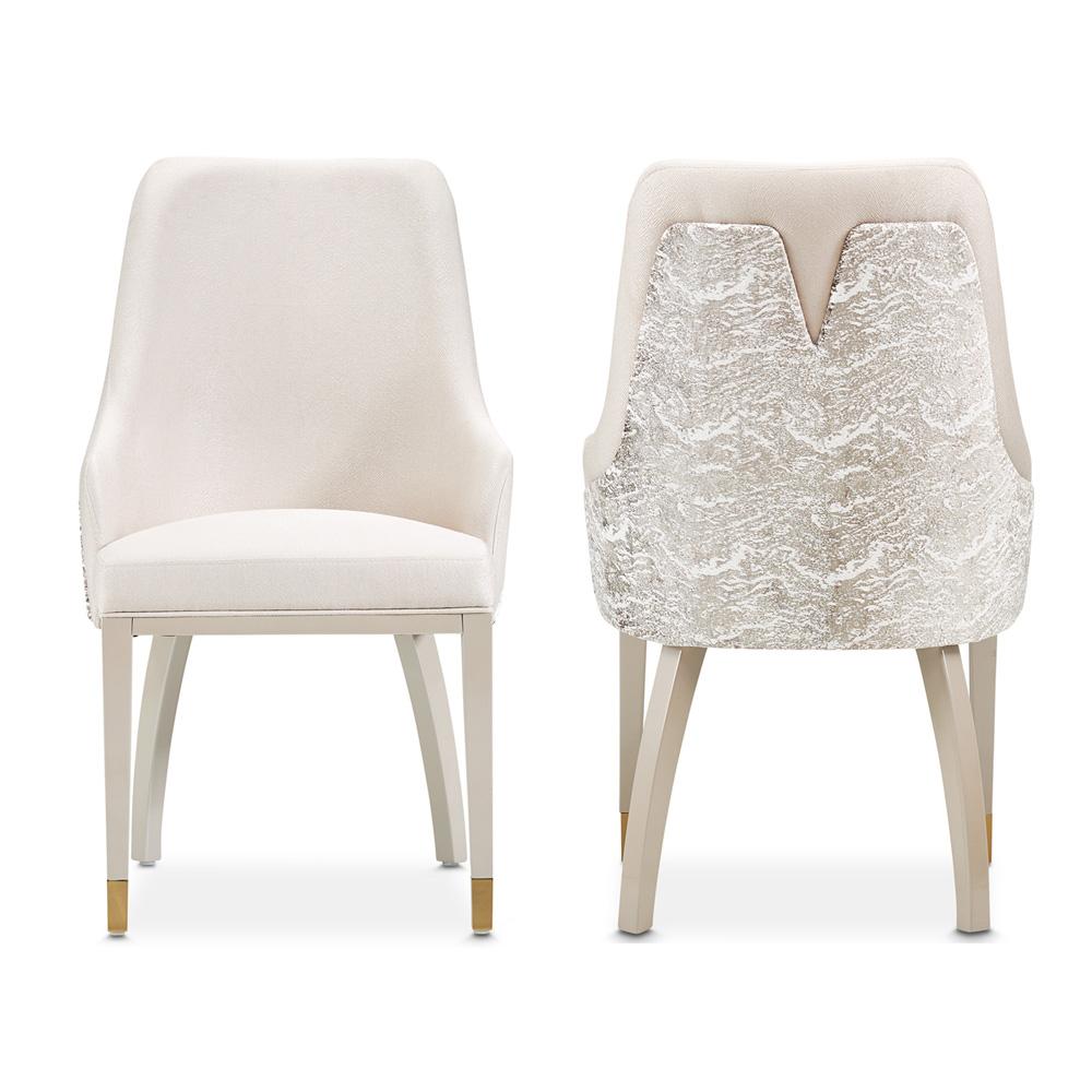 AICO by Michael Amini - Carmela Dining Arm Chair - Set of 2 - Shimmer Ivory - LFR-CRMA004A-141 veiw 1