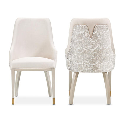 AICO by Michael Amini - Carmela Dining Arm Chair - Set of 2 - Shimmer Ivory - LFR-CRMA004A-141 veiw 1