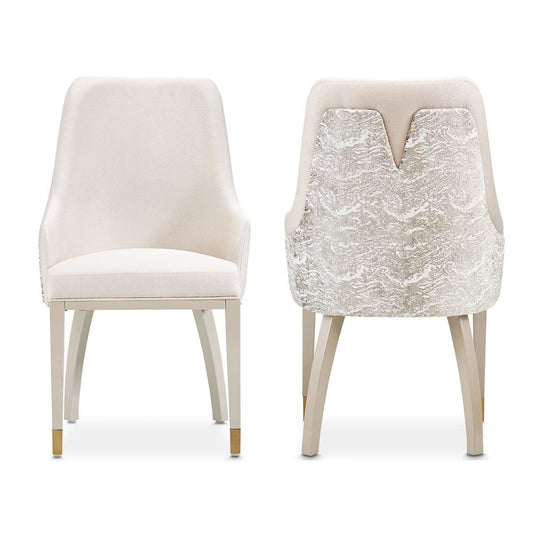 AICO by Michael Amini - Carmela Dining Arm Chair - Set of 2 - Shimmer Ivory - LFR-CRMA004A-141 veiw 1