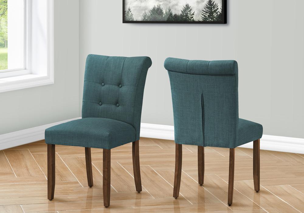 Monarch Specialties - 38in Height Contemporary Dining Chair in Blue,Walnut  Set Of 2 - I 1220 veiw 3