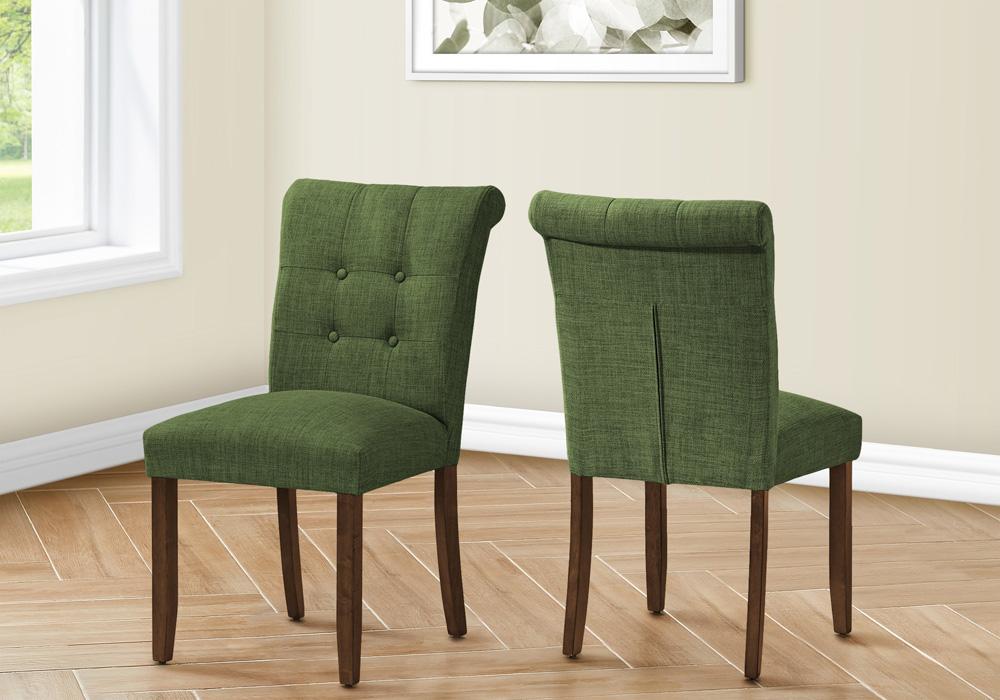 Monarch Specialties - 38in Height Contemporary Dining Chair in Green,Walnut  Set Of 2 - I 1219 veiw 3