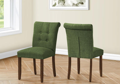 Monarch Specialties - 38in Height Contemporary Dining Chair in Green,Walnut  Set Of 2 - I 1219 veiw 3