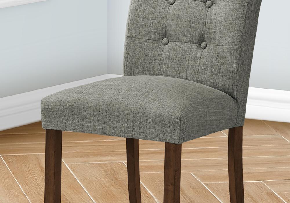 Monarch Specialties - 38in Height Contemporary Dining Chair in Grey,Walnut  Set Of 2 - I 1218 veiw 2