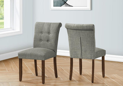 Monarch Specialties - 38in Height Contemporary Dining Chair in Grey,Walnut  Set Of 2 - I 1218 veiw 3