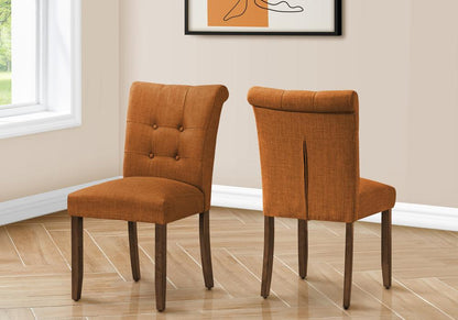 Monarch Specialties - 38in Height Contemporary Dining Chair in Orange,Walnut  Set Of 2 - I 1221 veiw 3