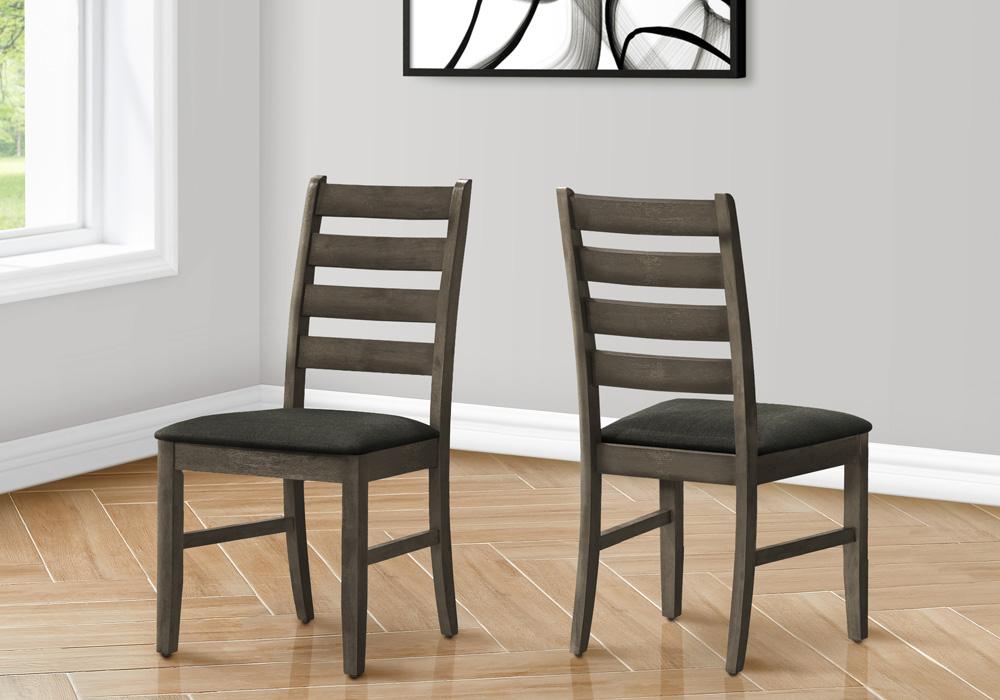Monarch Specialties - 38in Height Transitional Dining Chair in Grey,Dark Grey Set Of 2 - I 1347 veiw 2