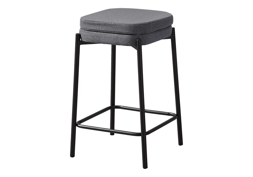 Monarch Specialties - Counter Height Square Shaped Barstool in Black,Grey  Set Of 2 - I 2226 veiw 1