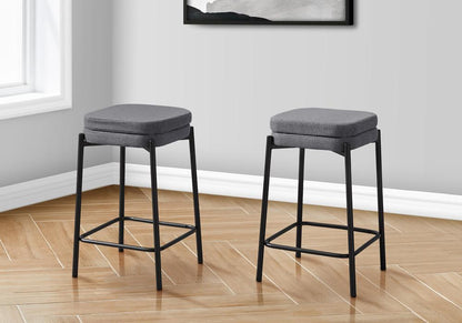 Monarch Specialties - Counter Height Square Shaped Barstool in Black,Grey  Set Of 2 - I 2226 veiw 2