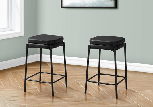 Monarch Specialties - Counter Height Square Shaped Barstool in Black  Set Of 2 - I 2225 veiw 2