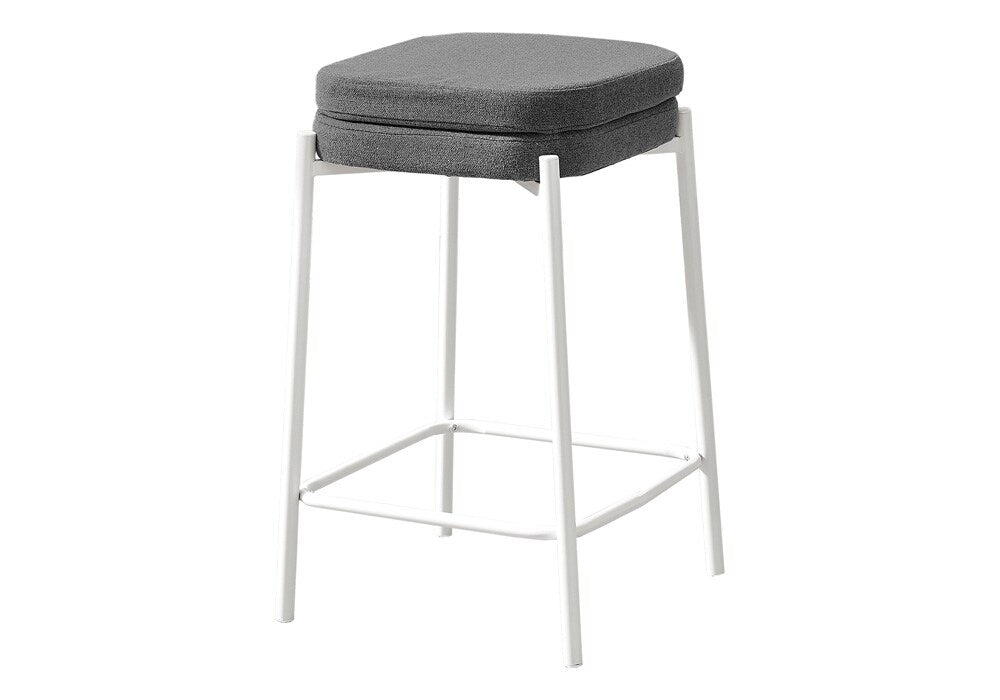 Monarch Specialties - Counter Height Square Shaped Barstool in White,Grey  Set Of 2 - I 2227 veiw 1