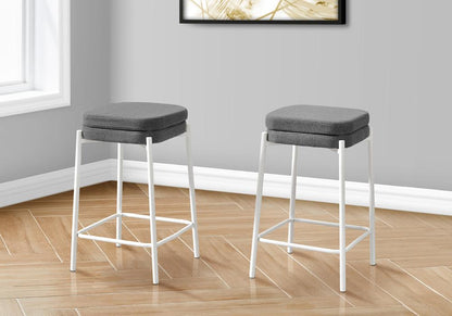 Monarch Specialties - Counter Height Square Shaped Barstool in White,Grey  Set Of 2 - I 2227 veiw 2
