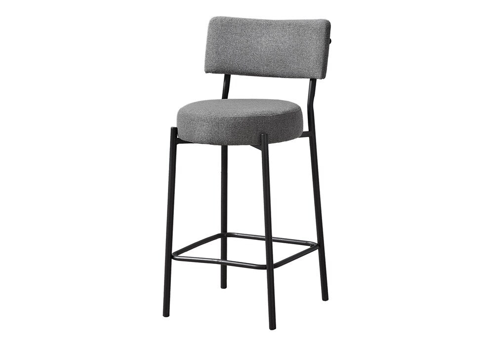 Monarch Specialties - Counter Height Barstool with Back in Black,Grey  Set Of 2 - I 2246 veiw 1