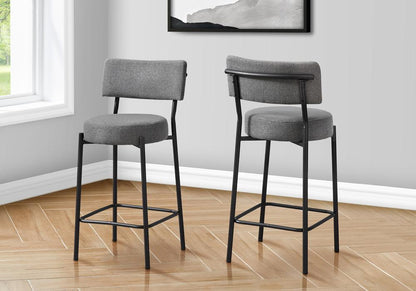 Monarch Specialties - Counter Height Barstool with Back in Black,Grey  Set Of 2 - I 2246 veiw 2