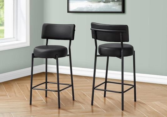 Monarch Specialties - Counter Height Barstool with Back in Black  Set Of 2 - I 2245 veiw 2