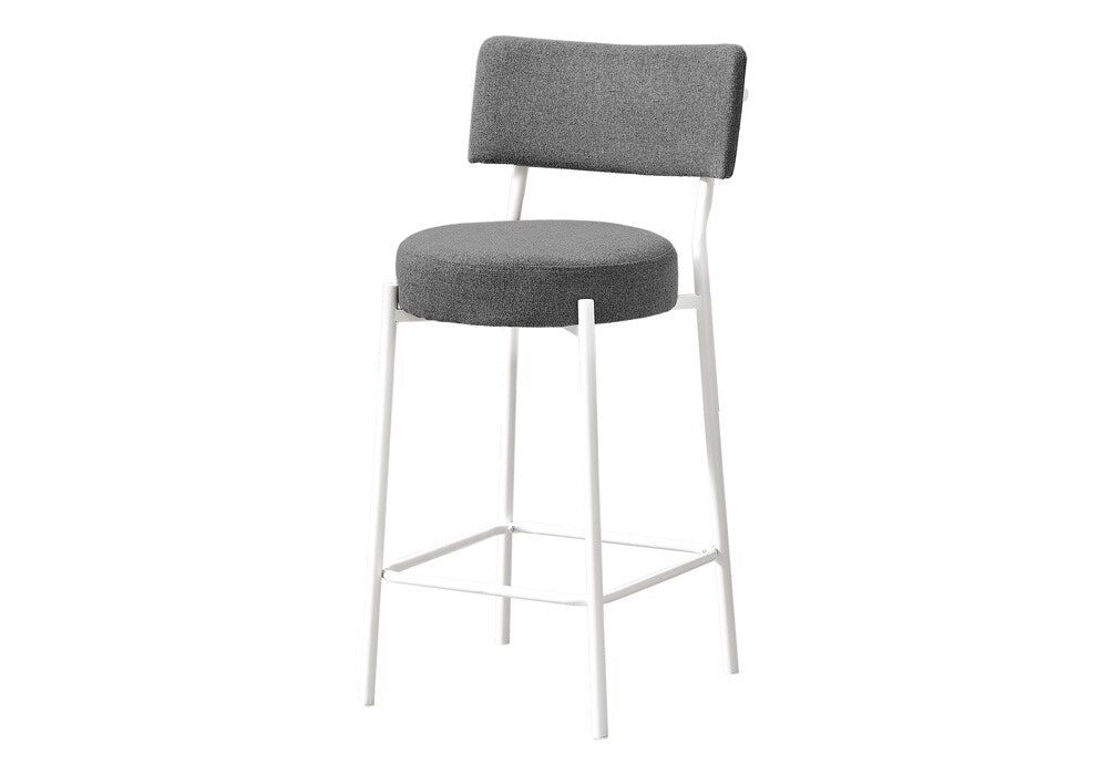 Monarch Specialties - Counter Height Barstool with Back in White,Grey  Set Of 2 - I 2247 veiw 1