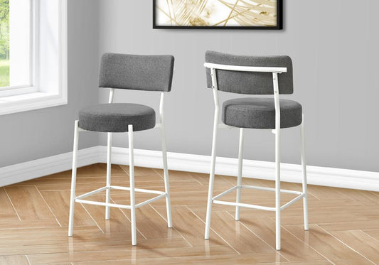 Monarch Specialties - Counter Height Barstool with Back in White,Grey  Set Of 2 - I 2247 veiw 2