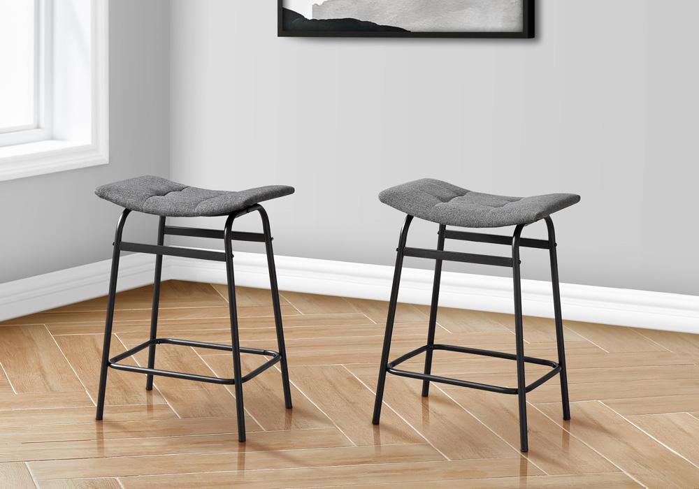 Monarch Specialties - Counter Height Barstool in Black,Grey  Set Of 2 - I 2385 veiw 2