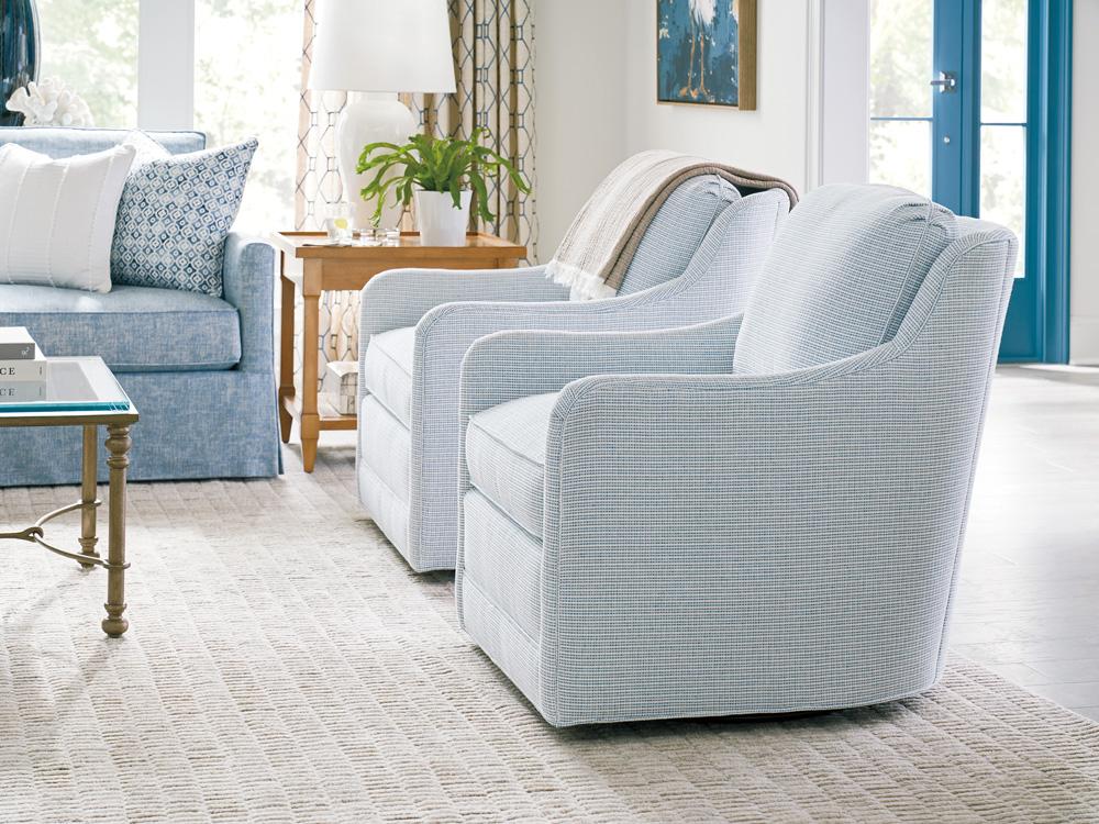 Barclay Butera - Upholstery Glennhaven Swivel Chair, Blue - 5419-11SW-41 veiw 3