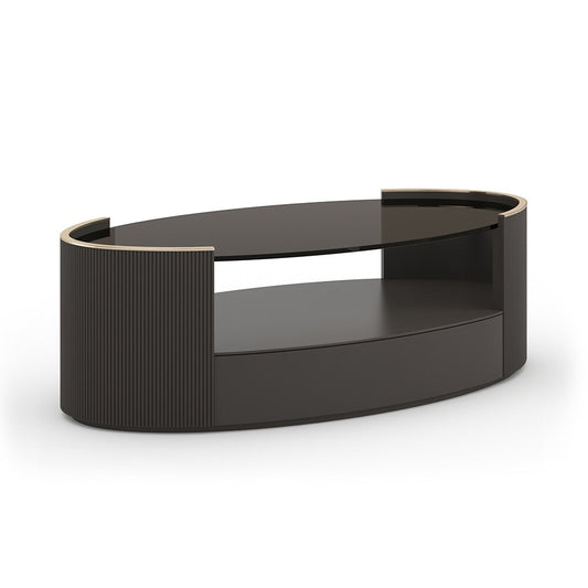 Caracole - Love Oval Cocktail Table  in Dark Chocolate-Whisper of Gold - CLA-024-4014 veiw 1