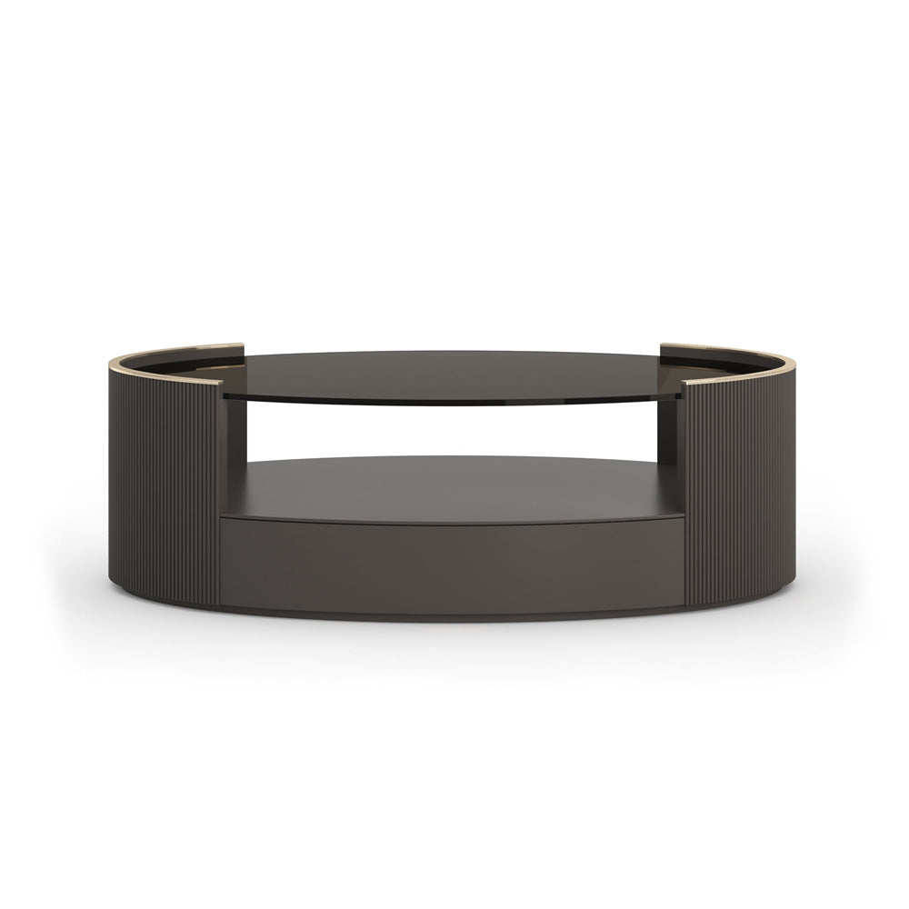 Caracole - Love Oval Cocktail Table in Dark Chocolate-Whisper of Gold - CLA-024-4014